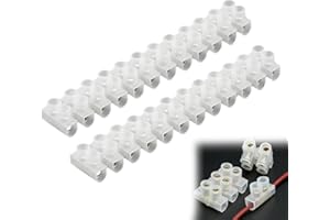 TIANXUAN 2 Pack 30A Electrical Connector Blocks 30 Amp 12 Way White Terminal Block Strip Electrical Terminal Connector Strips Electric Wire Chocolate Chock Blocks Connecting for Wiring Cable