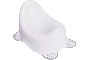 Babycurls Steady Potty with Non Slip Grip Feet - Easy to Clean Loo Training for Kids Toddlers Infants Practical Lightweight and Portable with High Back and Carry Handle (White)
