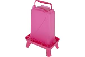 Kerbl Hobbyfarming Alimentatore Automatico con Piedini, Alimentazione Automatica, Piedini Inclusi, Coperchio Rimovibile, Resistente alle intemperie, Contenitore Trasparente, per pollame, 5.5 L, Pink