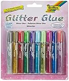 Max Bringmann 574 - Glitter Glue, 10 x 9,5 ml, in 10 Farben - 