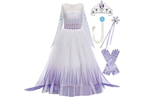 LOBTY Elsa 2 Kostium Sukienka Kraina Lodu 2 Kostium Księżniczki Sukienka z Akcesoriami Birthday Party Cosplay Fancy Dress Fioletowy 100-160cm