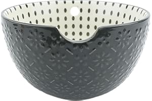 GUKASXI Wollschale Garnschale Keramik Handgefertigte Keramik Webfadenschüssel für Stricken Häkeln Zubehör DIY Handwerk Geschenk für Frauen (Grau)