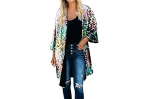 Skang Oversize Jacke Damen Damen Pailletten Pailletten Jacke Lässig Langarm Glitzer Party Glänzend Mantel Rave Oberbekleidung Damen Pullover Weste