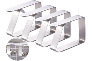 ALIFEIA Tablecloth Clips,4 Pack Table Clips,Thickened Stainless Steel Table Cover Clamps Holder for Picnics BBQ Wedding Camping Graduation Party(4 Pack)