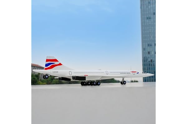 TGRCM-CZ 1/168 Concorde Supersonic Airliner Modèle Avion Jouet en alliage de zinc Voiture avec sons et lumières pour collectionneurs et enfants 3 ans Cadeau d'anniversaire