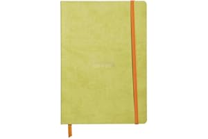 RHODIA 117456C - Libreta Anise Soft - A5 - Dotted Dot - 160 páginas - Papel Clairefontaine Ivory 90 g/m² - Marcapáginas, Cierre Elástico - Cubierta de Piel Sintética - Colección Rhodiarama