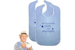 Acboor Lätzchen für Erwachsene, 2 Stück Lustig Gedruckt ICH KLECKER NICHT, ICH DEKORIERE! Abwaschbar Lätzchen für Senioren Lätzchen Groß Senioren Wasserdicht Lätzchen Klettverschluss Hellblau/Rosa