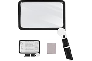 Yerepk 5X Magnifying Glass with Light, Handheld Magnifier for Reading, Large Magnifying Glass with 48 LED Light and Anti-Glare Lens, Magnifier for Seniors, Macular Degeneration, Low Visions (Black)