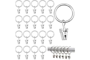SDFAA 40 Piezas Clips de Cortina, Clips de Metal para Cortinas, Clips de Anillos de Cortina, Anillos para Cortinas de Metal a Prueba de Óxido con Clips, para Colgar Cortinas, Fotos (Plateado)