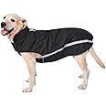 Waterproof Dogs Coat Warm Jackets, Reflective Dog Coat With Harness Hole Adjustable Dogs Outfits Soft Winter Clothes Fleece Lined for Medium Large Dog, Pet Snowproof Suit Black 4XL Length 59 CM