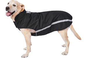 DOCIOTE Manteau Imperméable pour Chiens, Manteau Chien Hiver Grande Taille avec Trou de Laisse, Gilet en Polaire pour Chien Réfléchissant Vêtements d'hiver Chaude pour Chien de Taille Moyenne Grande Noir 6XL