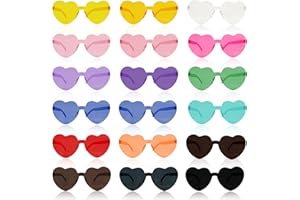 JOLIGAEA 18 Stück Randlose Herz Brille, Farben Party Brille Herz Sonnenbrille Lustige Brille Party Sonnenbrille für Fasching Geburtstagsfeier