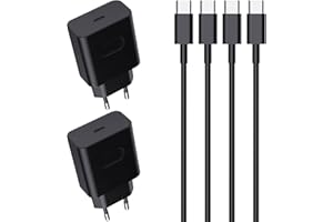 25W 4-Pack Caricabatterie con 2M Cavo, USB C Caricatore per Samsung Galaxy S24/S23/S23+/S23 Ultra/S22/S21/S20/Note20/A73/A53/S10, Nanaisse USBC Presa Carica Alimentatore Tipo C Spina Adattatore