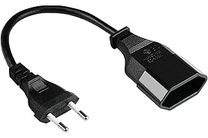 Kabelmeister Euro-Verlängerung Euro-Stecker Typ C (gerade) an Euro-Buchse (gerade) - KUPFERLEITER CU - 0,75 mm² SCHWARZ SK0300-S002 0,2 m