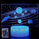3D Sistema Solare Spazio Cosmico Night Light Lamp 7/16 cambiamento di colore LED USB Power Telecomando Decor Table Kids Gift 