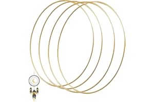 RUNFENG 4 Stück Traumfänger Ringe Metall Kranz Rahmen Gold Metallring Drahtring Dekoring mit Fuß Metall Zum Rund DIY Basteln Golden für Floral Hoop Kranz Hochzeit Dekor Makramee Ringe Deko-Metallring 20 cm