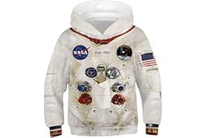 PADOLA Garçon Sweat à Capuche 3D Impression 4-13 Ans Enfant Pull Manche Longue Drôle Sweatshirts avec Poches Automne Hiver Halloween Noël Cadeaux