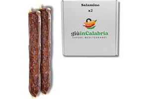 SAPORI MEDITERRANEI Salamino Piccante Calabrese - Salame Piccante - Ideale Per Piadine, Aperitivo, Panini - 2 Pezzi da 300g L'uno - DA AFFETTARE - Sottovuoto