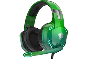 PHOINIKAS Casque Gaming pour PS4/PS5/Xbox One/Switch/PC, Pilote 50MM avec Son Surround 3D Bass, Micro Antibruit Réglable, Lumière LED
