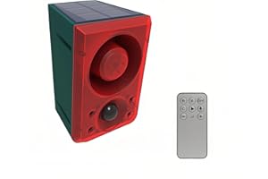 Lancoon Alarma Solar Exterior con Sensor de Movimiento y Sonido de Disparo de Sirena 130db Luz Estroboscópica con Control Remoto de Seguridad para el Hogar y el Jardín