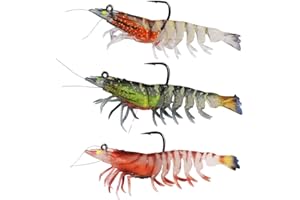 FOLANDO 3PCS Fishing Lures Shrimp Baits, artificial lures Luminous Shrimp Bait Set with hook for Bass Trout Walleye, Crappie Fishing Jigs 9cm/12g