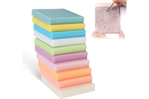 Leopacat Bloques de Sellos de Goma,10 Piezas de Sellos de Ladrillo Tallados a Mano para Scrapbooking y Manualidades 5x5x0,8 cm Incluye Motivos Diversos y Colores Surtidos