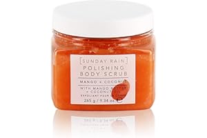 Sunday Rain Polishing Body Scrub for Extra Smooth & Soft Skin, Vegan and Cruelty-Free, Tropical Mango Butter and Coconut Oil, 265g