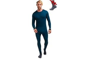 Merino.tech sous-Vêtement Merinos Homme - Ensemble 100% Laine Merinos Haut et Bas avec Chaussettes Lourd, Moyen, Léger