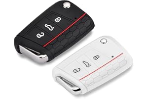 2 Stück Autoschlüssel Hülle Schlüssel Hülle Kompatibel für VW Golf 7 Schlüsselhülle Cover Yosemy 3 Tasten Auto Schlüssel Silikon Cover Schwarz + Weiß