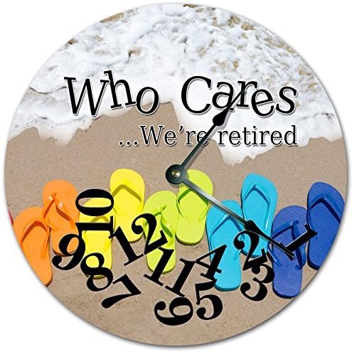 Awesome Flip Flops Clock Words Wooden Wall Clock Silent Modern Wall Clock for Living Room Bedrooms Children Rooms Wall Art 12x12 in