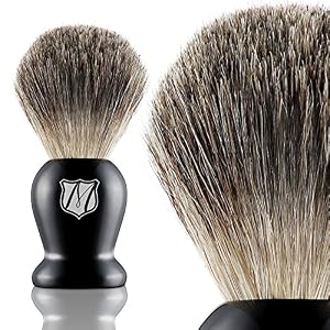 Miusco Natural Badger Hair Shaving Brush and Shaving Stand Set, Chrome Stand, Wooden Brush, Compatible with Safety Razor… - Image 4