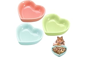 GSRENYU 3 Pack Hamster Food Bowls Ceramic Hamster Feeding Bowl Heart Shaped Small Animal Food Dish For Hamsters Hedgehog Gerbils Mice Guinea Pigs