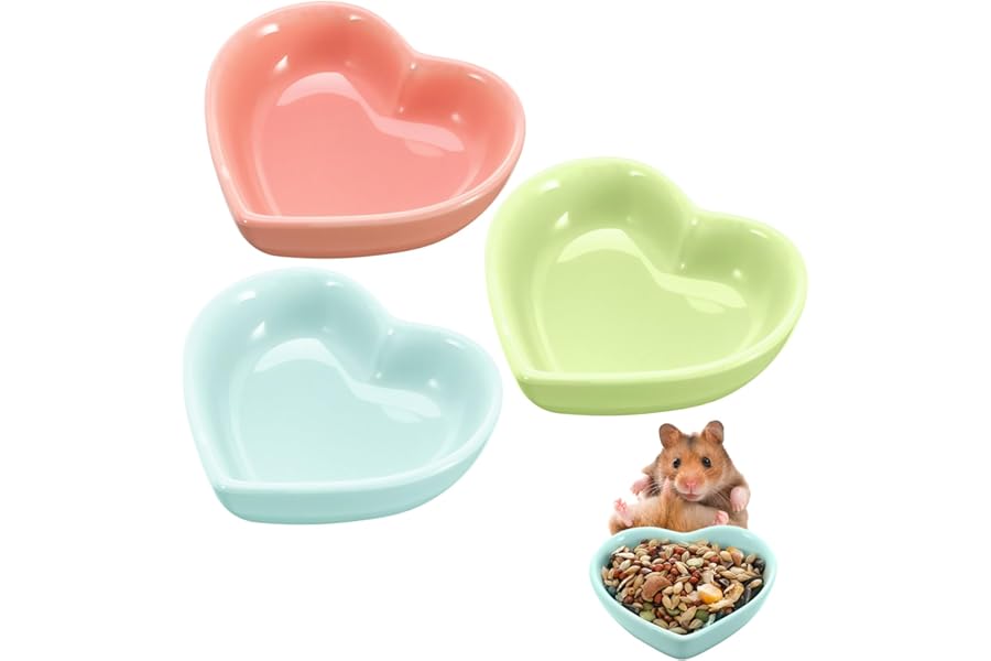 3 Pack Hamster Food Bowls Ceramic Hamster Feeding Bowl Heart Shaped Small Animal Food Dish For Hamsters Hedgehog Gerbils Mice Guinea Pigs