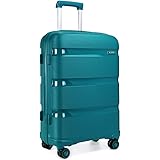 KONO Valigia Trolley Media 65cm Rigida e Leggera in Polipropilene Valige da Viaggio con 4 Ruote e TSA Lucchetto, Turchese