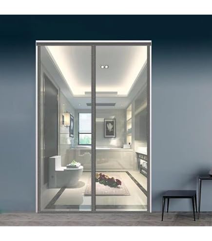 Transparent Magnetic Insulated Door Curtain - Thermal Screen Door, Self-Closing, For Patio, Kitchen, AC Rooms, Fits Up To 38" X 82"