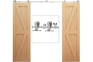 WOLFBIRD Sliding Barn Door Hardware Kit 9FT for Double Wood Door Stainless Steel Sliding Door Track WOLFBIRD - T Style