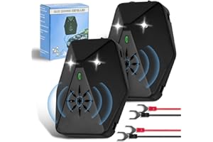 vsshe 2 Pack Marten Deterrent Car, Equipped with Multi Frequency Ultrasonic and Flashing Light, Marten Protection in The Engine Compartment, Intelligent Start Stop Function, Martens Protection for Car
