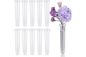 ZDNT 10 PCS Floral Water Tubes Flower Tubes Test Tubes Reusable Flower Water Tubes with Caps Transparent Plastic Floral Test Tubes Floral Tubes for Flower Decoration,Flower Arrangements,11 x 2.2 cm