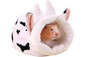 Embhlitfe Large Hamster Bed, Warm Plush Hamster House with Fleece Lining for Syrian Hamsters, Guinea Pigs, Hedgehogs and Small Pets (Black&White)