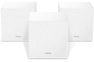 Tenda Nova MW12-3 Pack Système WiFi Mesh AC2100M pour la Couverture Maison/PME de 600 m² Multi-étage, Remplacement Routeur&Répéteur, 2 Ports Gigabit x3, Installation APP Facile, Compatible avec Alexa