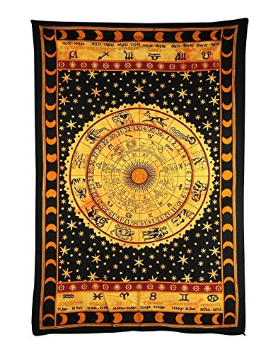 Zodiac Indian Cotton Tapestry Wall Hanging Decor Bohemian Twin Tapestries 84″… - 9