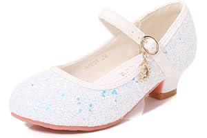 Hixingo Chaussures de Princesse Fille 2-10 Ans, Ballerines Enfant Chaussures Plates Mary Jane, Glitter Shinning Paillettes Enfants Mary Jane pour Anniversaire Mariages et Fêtes