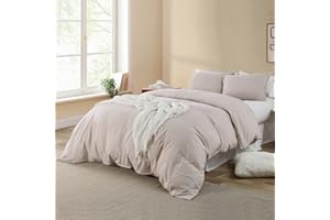 Soifox Pościel 180 x 200 cm, beżowa – z mikrofibry, nie wymaga prasowania i nie gniecie się, poszewka na kołdrę 180 x 200 cm, zestaw 2 poszewek na poduszkę 80 x 80 cm, pościel z zamkiem błyskawicznym