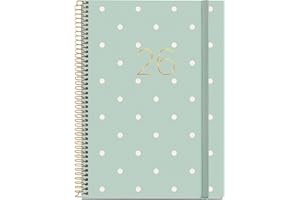 Miquelrius - Agenda 2026 día por página, Similar A5+ (155 x 213 mm), Planificación diaria, Cubierta rígida cartón, Espiral, Cierre goma elástica, Papel 80 g/m², Español-EN-PT, Polka dots