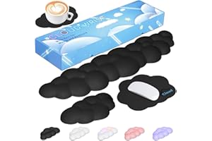 JIKIOU Cloud Handgelenkauflage Tastatur aus Leder mit rutschfester PU-Basis, bequemer Memory-Schaum für Computer, Laptop, Mac, Gaming, Büro und Schmerzlinderung