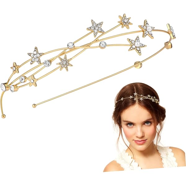 Stirnband Mit Strass-Sternen - Flexibler Haarreifen Für Damen & Mädchen, Karneval, Hochzeit, Party