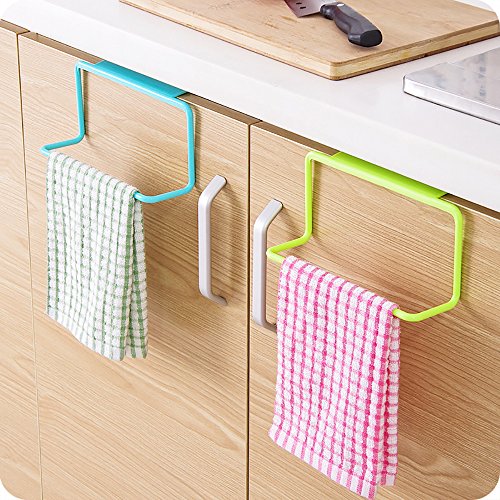 2 Stück Kunststoff Handtuch Rack Küche Schrank zum Aufhängen Halter Badezimmer Regale Küche Schrank Aufhänger weiß - 3