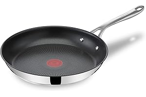 TEFAL Jamie Olivers Cook's Direct Inox Poêle 28 cm, Revêtement antiadhésif, Indicateur de cuisson, Poignée sûre rivetée, Induction E3040644