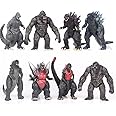 De-Lite ¢ Action Figures Soft Touch Vinyl Plastic Collectible Model Toys ¦ (Godzilla & Kong, 8 Pieces Set, Multicolour, 5-7cm)