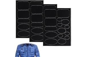 NAZAZ Patchs de Réparation de Doudoune pour Vestes, Imperméables, Tentes, Lavable Patch Doudoune, Patch Thermocollant Noir - Différentes Tailles et Formes pour Tissu Autocollant Reparation